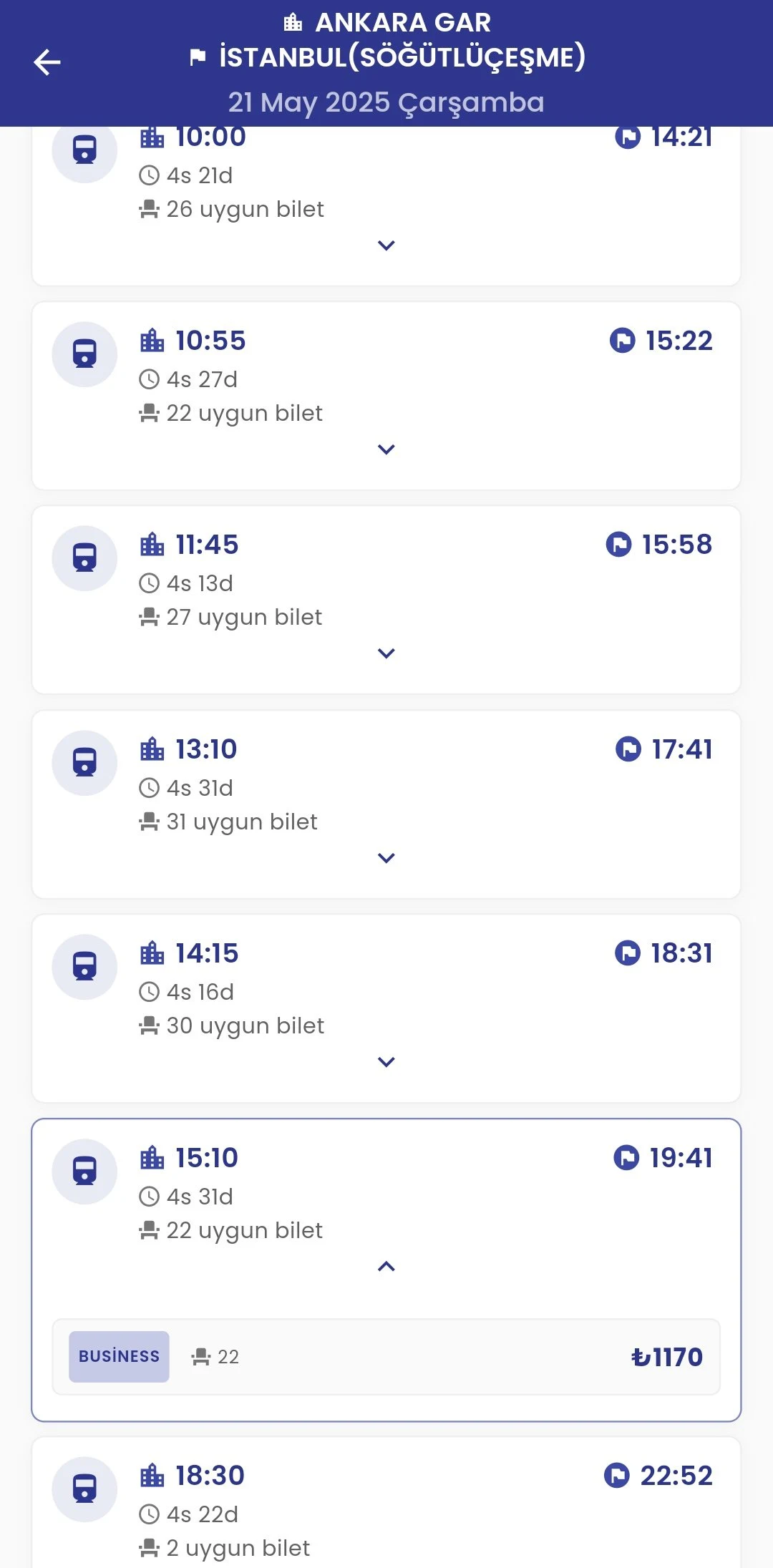 Tren Bilet Alarm screenshot