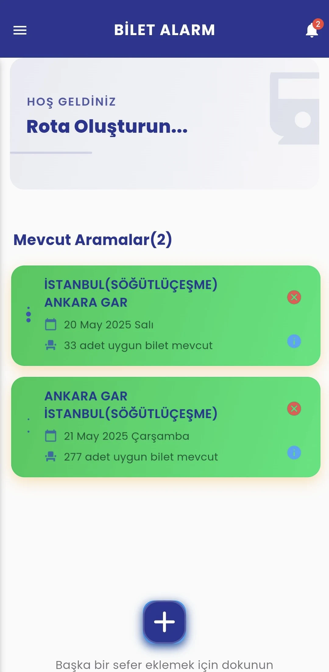 Tren Bilet Alarm screenshot